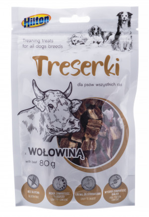 HILTON Treaning treats Beef - pochoutka pro psy - 80g