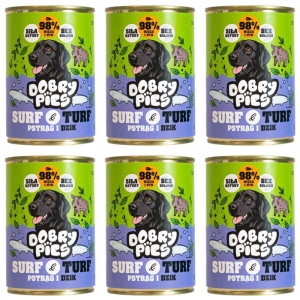 DOBRY PIES Surf & Turf Trout and wild boar - vlhké krmivo pro psy - 6x400g