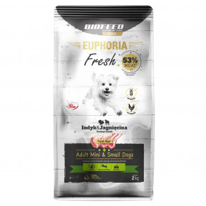 BIOFEED Euphoria Fresh Adult Mini & Small Turkey with lamb - suché krmivo pro psy - 2kg