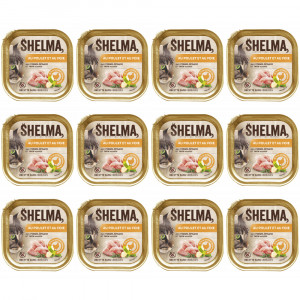 SHELMA Chicken and liver pate - mokré krmivo pro kočky - 12x100g