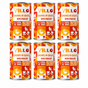 TILLO Kousky v omáčce s drůbežím - mokré krmivo pro kočky - 6x415 g