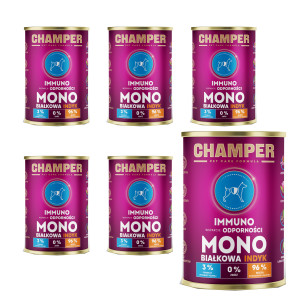 CHAMPER Immuno monoproteinový krůtí – mokré krmivo pro psa – 6×400 g
