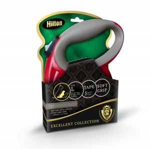 HILTON Smart dog L (30kg) - samonavíjecí vodítko - bordó-šedá - 5 m