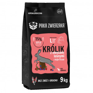 PAKA ZWIERZAKA Králík s lesními plody L – suché krmivo pro psy – 9kg