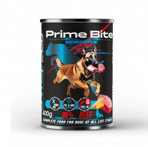 PRIME BITE Monoprotein Beef with carrots - vlhké krmivo pro psy - 400g