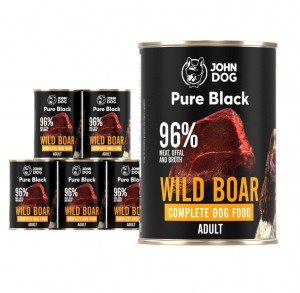 JOHN DOG Pure Black Wild Boar - vlhké krmivo pro psy - 6 x 400g