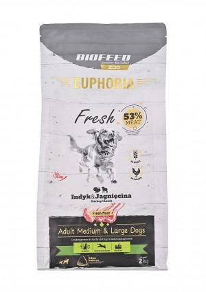 BIOFEED Euphoria Fresh Adult Medium & Large Turkey with lamb - suché krmivo pro psy - 2kg