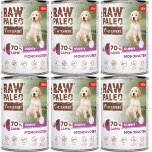 VETEXPERT Raw Paleo Štěně Mono Jehněčí - vlhké krmivo pro psy - 6x400g
