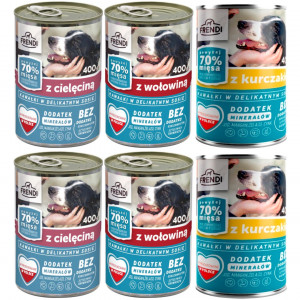 FRENDI kousky v jemné omáčce MIX příchutí - mokré krmivo pro psy - 6x400g