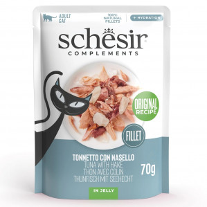 SCHESIR Tuna with hake in jelly - mokré krmivo pro kočky - 70g