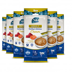 FARMINA N&D Ocean Cat Cream with Salmon & Tuna adult box – pamlsek pro kočku – 6x(4x15g)