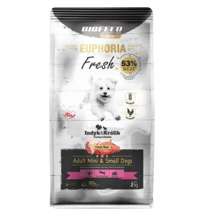 BIOFEED Euphoria Fresh Adult Mini & Small Turkey with rabbit - suché krmivo pro psy - 2kg