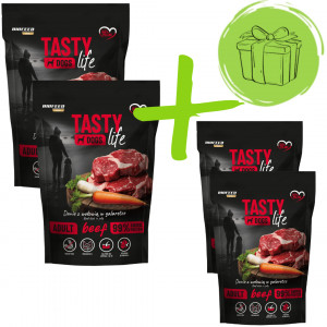 BIOFEED Tasty Dogs Life Hovězí - vlhké krmivo pro psy - 2x500g + 2x500g ZDARMA