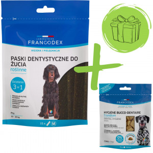 FRANCODEX Dentální žvýkací pásky M – pamlsek pro psa – 15 ks + ZDARMA