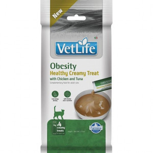 FARMINA Vet Life Cat Obesity Creamy treat with Chicken & Tuna box – pamlsek pro kočku – 4x15g