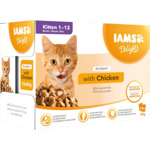 IAMS Delights Kitten Chicken in gravy - mokré krmivo pro kočky - 12 x 85g