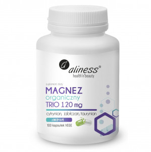 ALINESS Organic Magnesium TRIO 120 mg with B6 (P-5-P) – doplněk stravy – 100 kapslí
