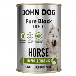 JOHN DOG Pure Black Sensi Hypoallergenic Horse - vlhké krmivo pro psy - 400g
