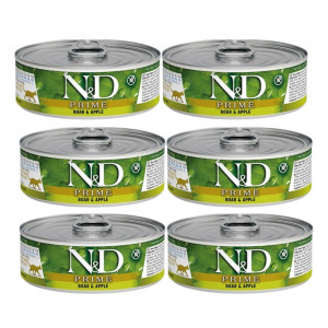 FARMINA N&D Prime Boar & Apple - mokré krmivo pro kočky - 6x70 g