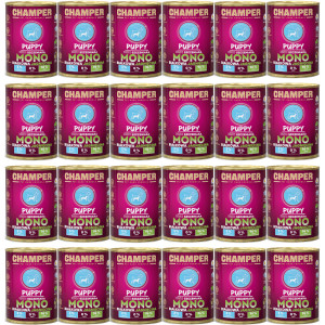 CHAMPER Puppy monoproteinové jehněčí – mokré krmivo pro štěně – 24×400 g