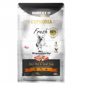 BIOFEED Euphoria Fresh Adult Pork and goose XS/S - suché krmivo pro psy - 500g