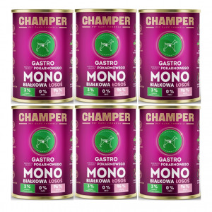 CHAMPER Gastro monoproteinový losos – mokré krmivo pro psa – 6×400 g