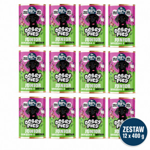 DOBRÝ PES Junior Jehněčí s krůtím – mokré krmivo pro psy – 12×400 g