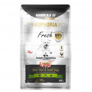 EUPHORIA Fresh Adult Turkey with lamb XS/S - suché krmivo pro psy - 500g