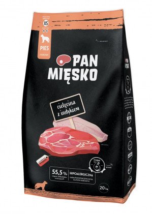 PAN MIĘSKO Veal with turkey XS - suché krmivo pro psy - 20kg