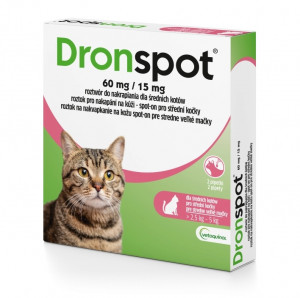VETOQUINOL Dronspot (2,5-5kg) - odčervovací kapky pro kočky - 2x0,7ml