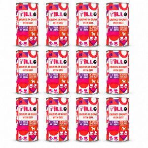 TILLO Kousky v omáčce s hovězím masem - mokré krmivo pro psy - 12x1250g