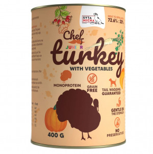 SYTA MICHA Chef Turkey with vegetables Junior - vlhké krmivo pro psy - 400g