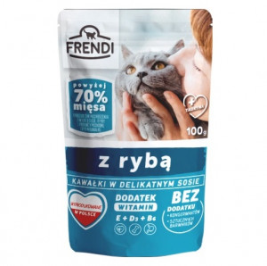 FRENDI Kousky v omáčce s rybou - mokré krmivo pro kočky - 100 g 