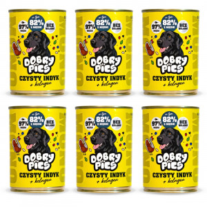 DOBRY PIES Mono Čistá krůta + kolagen – vlhké krmivo pro psa – 6x400g