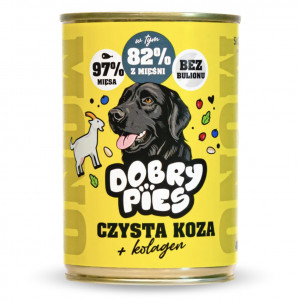 DOBRY PIES Mono Čistá koza + kolagen – vlhké krmivo pro psa – 400g