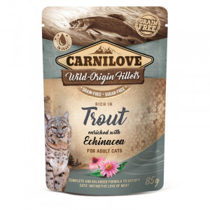 CARNILOVE CAT POUCH Mokré krmivo pro kočky Pstruh, Echinacea 85 g