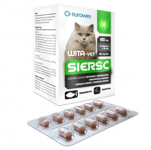 EUROWET Wita-Vet Coat - doplňky stravy pro kočky - 120 tablet