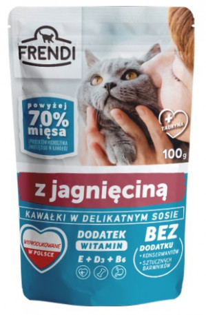 FRENDI Kousky v jehněčí omáčce - mokré krmivo pro kočky - 100 g 