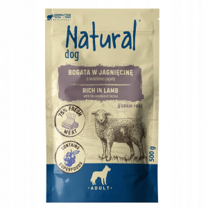 NATURAL Jehněčí maso s přídavkem borůvek - mokré krmivo pro psy - 500g
