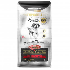 BIOFEED Euphoria Fresh Adult Medium & Large Pork with beef - suché krmivo pro psy - 2kg
