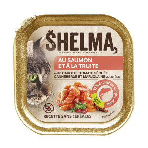 SHELMA Salmon and trout pate - mokré krmivo pro kočky - 100g