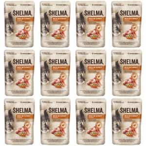 SHELMA Rich in turkey in sauce - mokré krmivo pro kočky - 12x85g