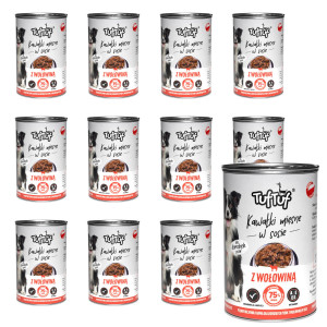 TUF TUF Meaty chunks with beef - vlhké krmivo pro psy - 12x1250g