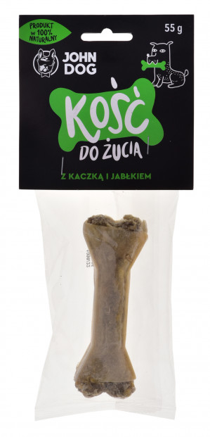 JOHN DOG Chewing bone with duck and apple - žvýkačka pro psy - 12 cm