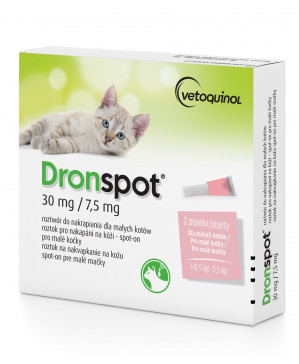  VETOQUINOL Dronspot - odčervovací kapky pro kočky 0,5-2,5 kg
