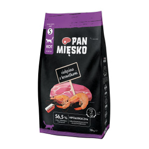 PAN MIĘSKO Veal with shrimps S - suché krmivo pro kočky - 1,6kg