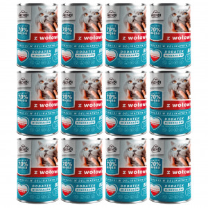 FRENDI s hovězím masem kousky v jemné omáčce – mokré krmivo pro kočky – 12x400g