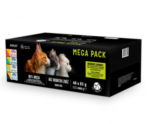 PETREPUBLIC Mega Pack Salmon, Chicken, Tuna, Cod, Trout - mokré krmivo pro kočky - 48x85g