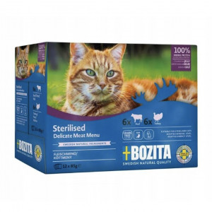 BOZITA Sterilised Delicate meat menu in jelly box – vlhké krmivo pro kočku – 12x85g