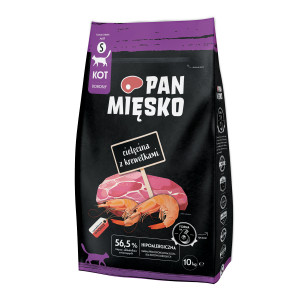 PAN MIĘSKO Veal with shrimps S - suché krmivo pro kočky - 10kg